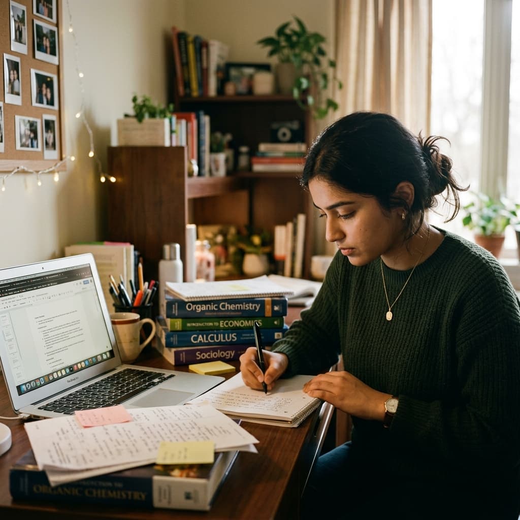 Student studying with big ambitions